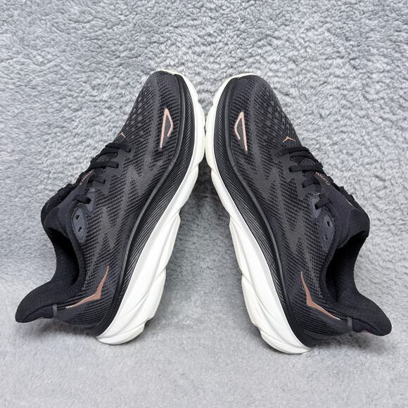 Hoka One One Clifton 9 Womens Size 8.5 Running Shoes Sneakers Black Rose Gold - Picture 6 of 9